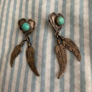 Real Turquoise and Real Silver Post Earrings
